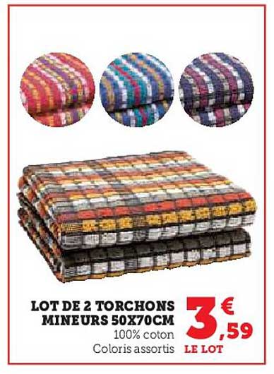LOT DE 2 TORCHONS MINIEURS 50X70CM