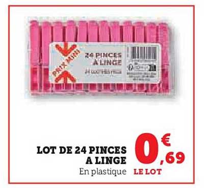 LOT DE 24 PINCES À LINGE