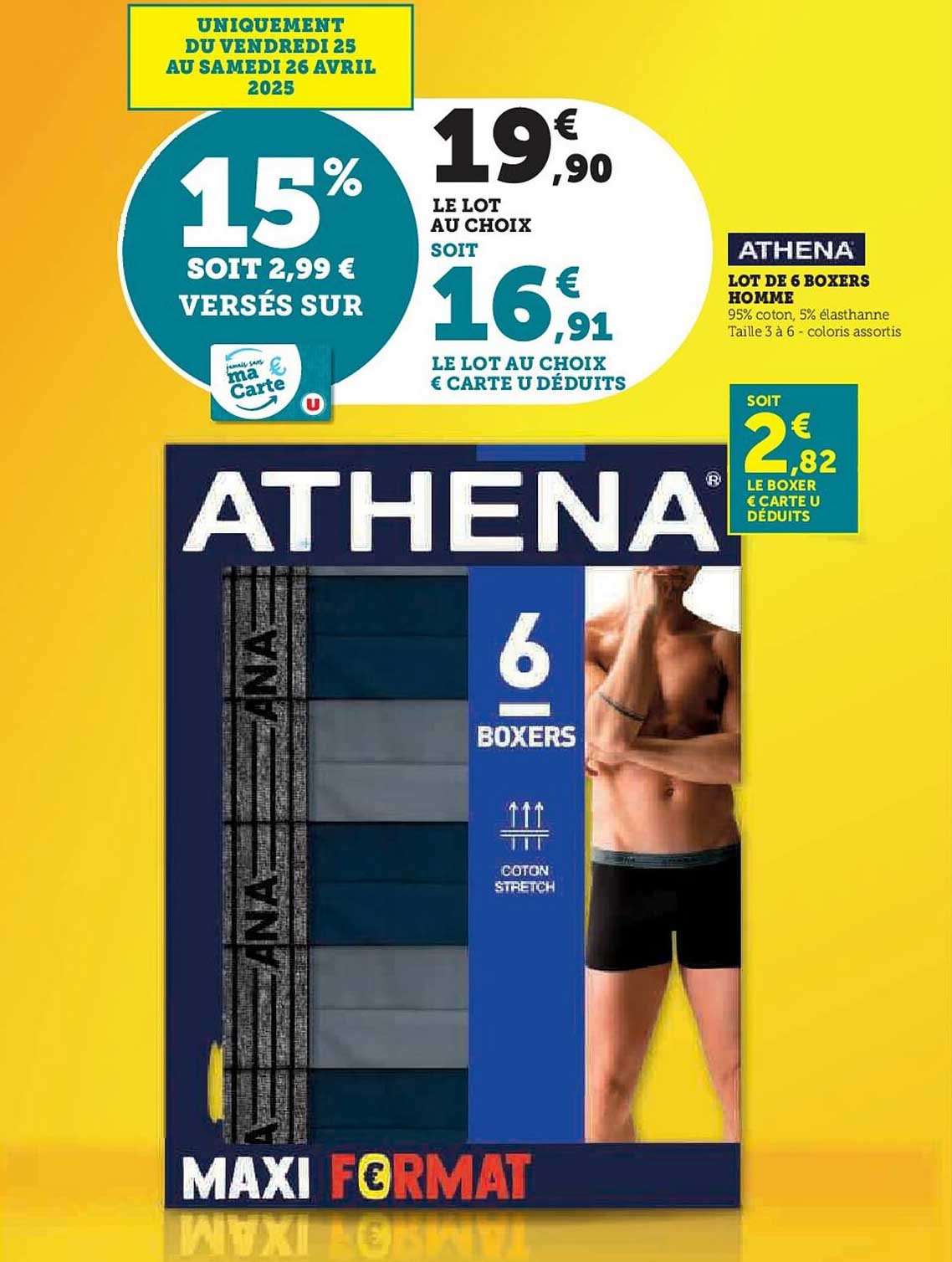 LOT DE 6 BOXERS HOMME