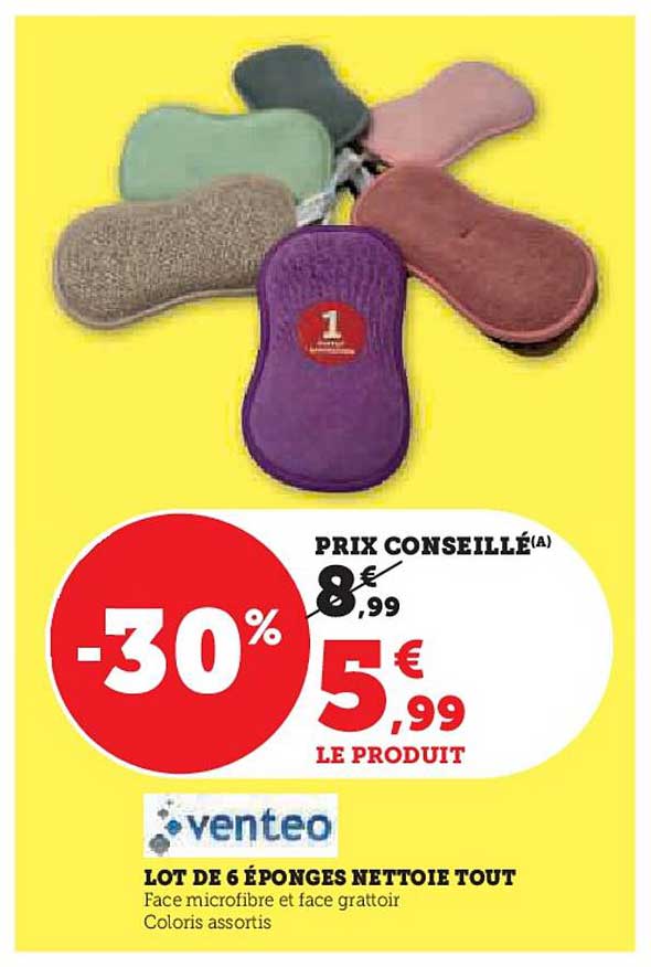 LOT DE 6 ÉPONGES NETTOIE TOUT