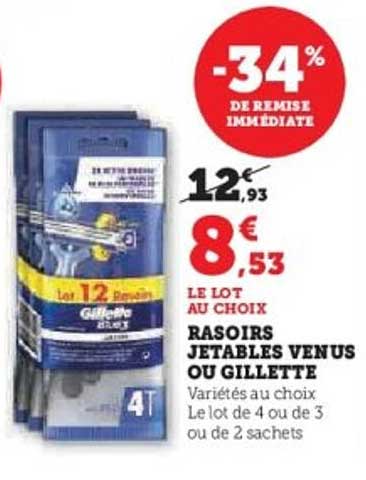 Rasoirs jetables Venus ou Gillette
