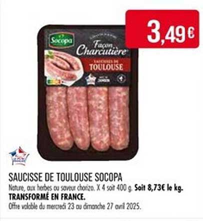 SAUCISSE DE TOULOUSE SOCOPA