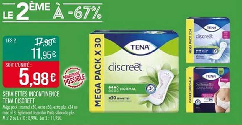 Serviettes Incontinence TENA DISCREET