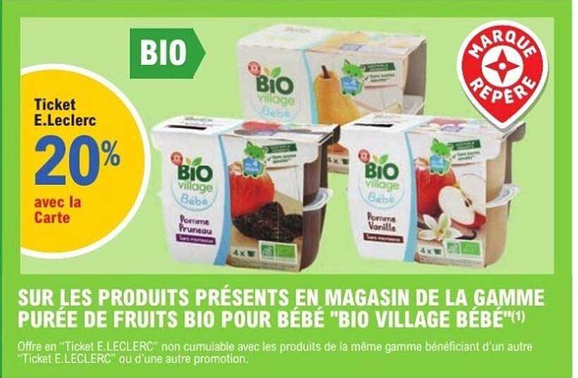 20% de réduction sur la gamme purée de fruits bio pour bébé