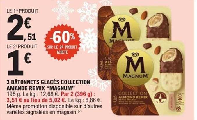 3 Bâtonnets Glacés Collection Amande Remix “Magnum”