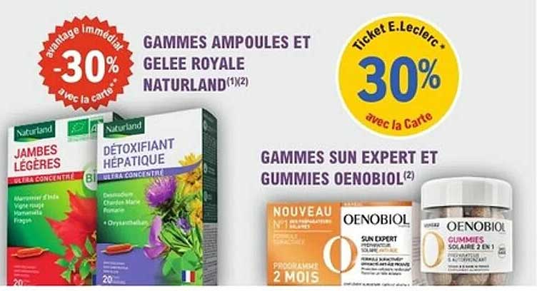 30% avec la Carte sur les Gammes Ampoules et Gelée Royale Naturland