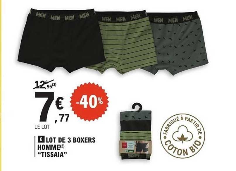 6 LOT DE 3 BOXERS HOMME "TISSAIA"