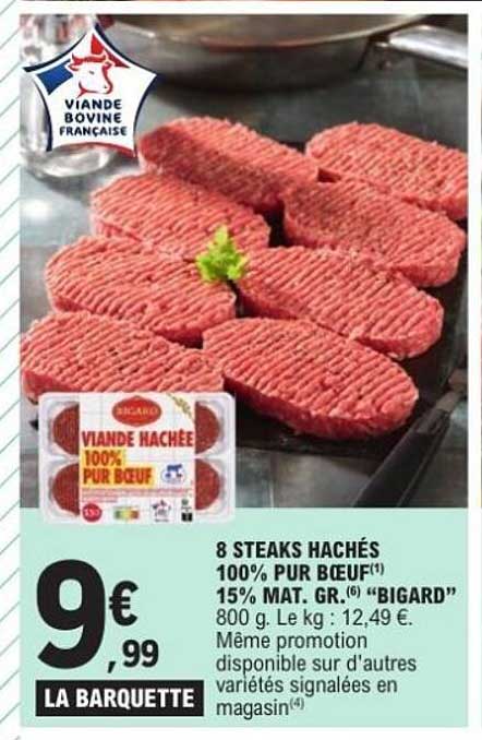 8 STEAKS HACHÉS 100% PUR BŒUF
