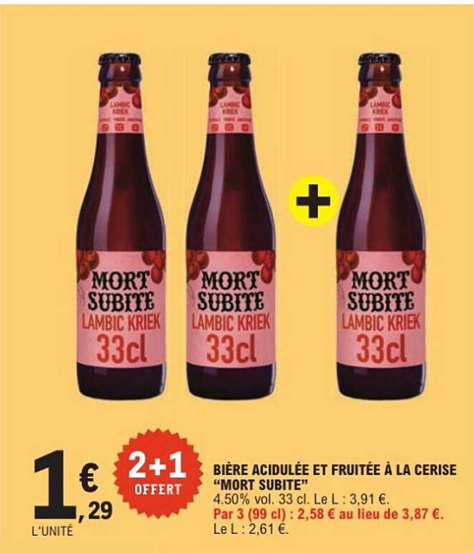 Bière acidulée et fruitée à la cerise "MORT SUBITE"