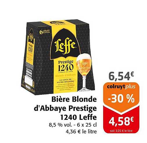 Bière Blonde d'Abbaye Prestige 1240 Leffe