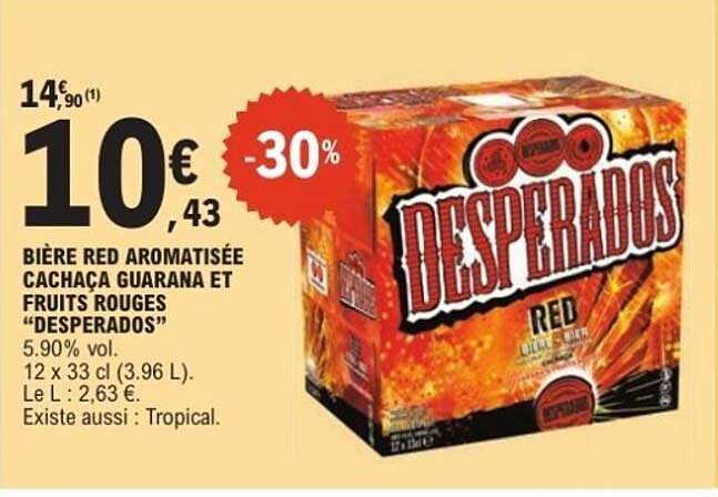 BIÈRE RED AROMATISÉE CACHACA GUARANA ET FRUITS ROUGES “DESPERADOS”