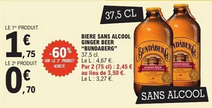 BIÈRE SANS ALCOOL GINGER BEER "BUNDABERG"