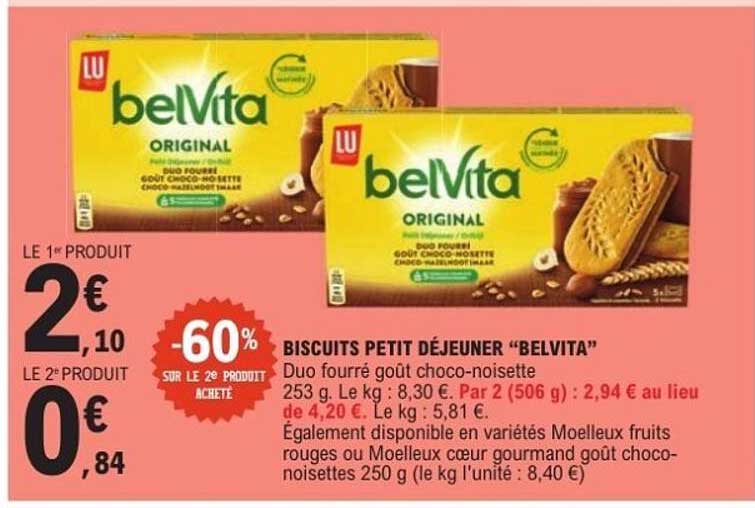 BISCUITS PETIT DÉJEUNER "BELVITA"