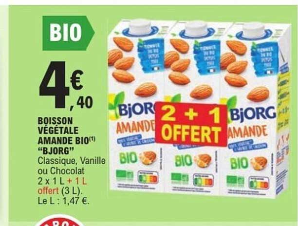 BOISSON VÉGÉTALE AMANDE BIO 2 x 1 L + 1 L OFFERT