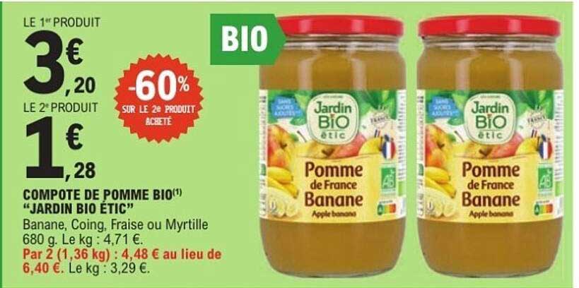 COMPOTE DE POMME BIO(*) "JARDIN BIO ETIC"