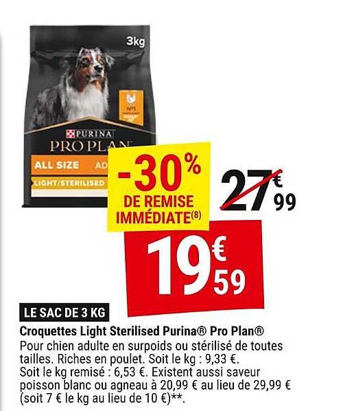 Croquettes Light Sterilised Purina® Pro Plan®