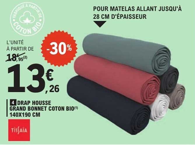 DRAP HOUSSE GRAND BONNET COTON BIO