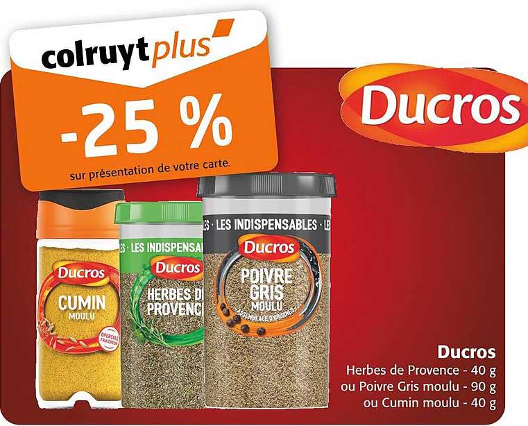 Ducros -25 % sur présentation de votre carte.