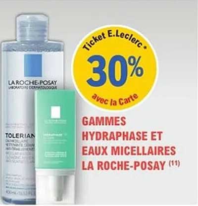 Gammes Hydraphase et Eaux Micellaires La Roche-Posay - 30% avec la Carte
