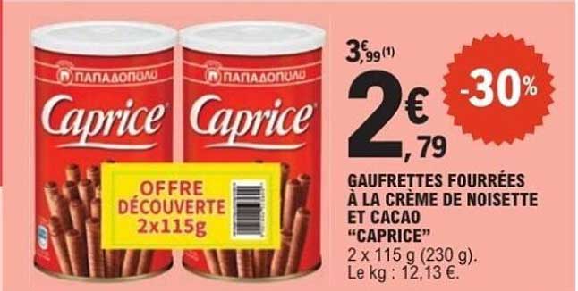 GAUFRETTES FOURRÉES À LA CRÈME DE NOISETTE ET CACAO "CAPRICE"