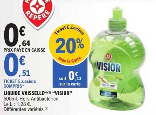 LIQUIDE VAISSELLE “VISIOR” 500ml. Hors Antibactérien.