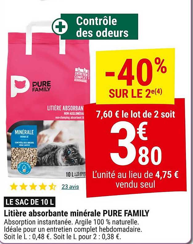 Litière absorbante minérale PURE FAMILY