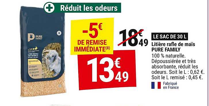 Litière rafle de maïs PURE FAMILY