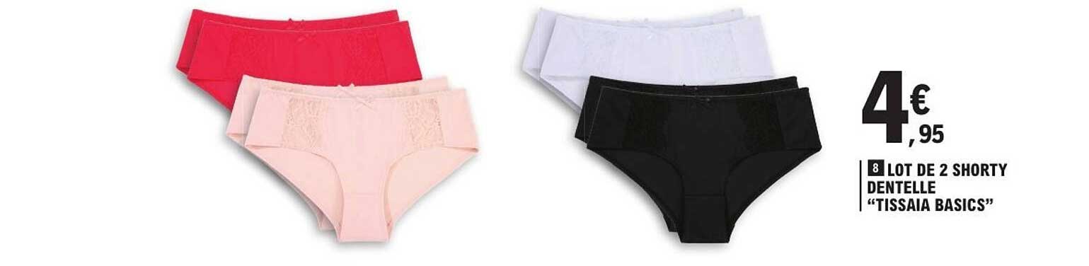 LOT DE 2 SHORTY DENTELLE "TISSAIA BASICS"