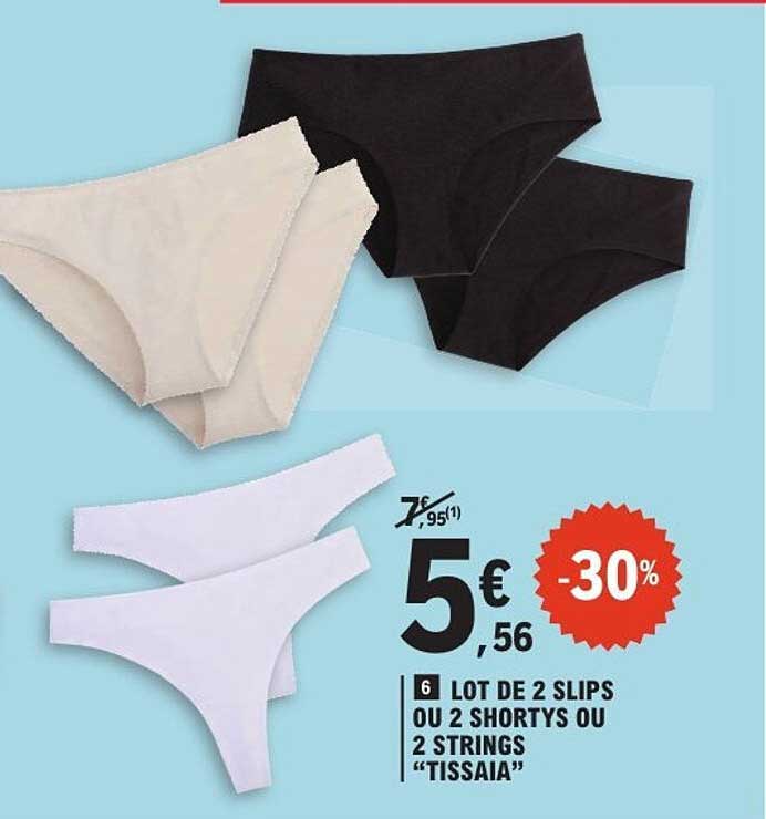 LOT DE 2 SLIPS OU 2 SHORTYS OU 2 STRINGS "TISSAIA"