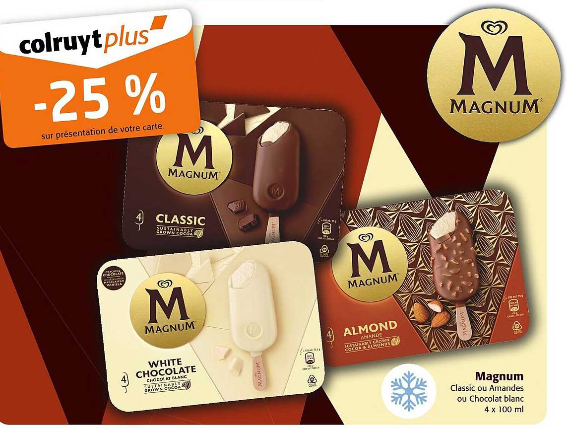 Magnum Classic ou Amandes ou Chocolat blanc 4 x 100 ml