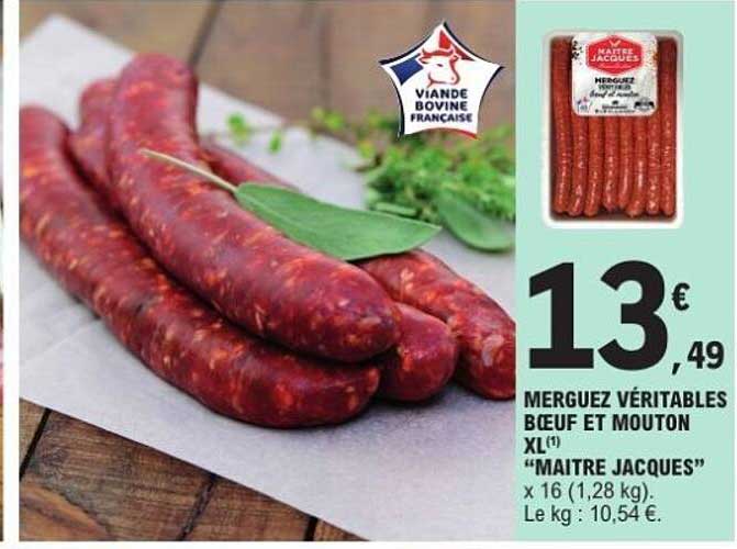 MERGUEZ VÉRITABLES BŒUF ET MOUTON XL "MAÎTRE JACQUES"