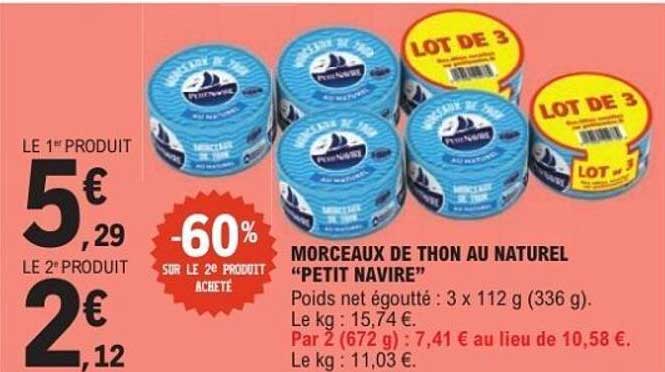 Morceaux de thon au naturel “Petit Navire”