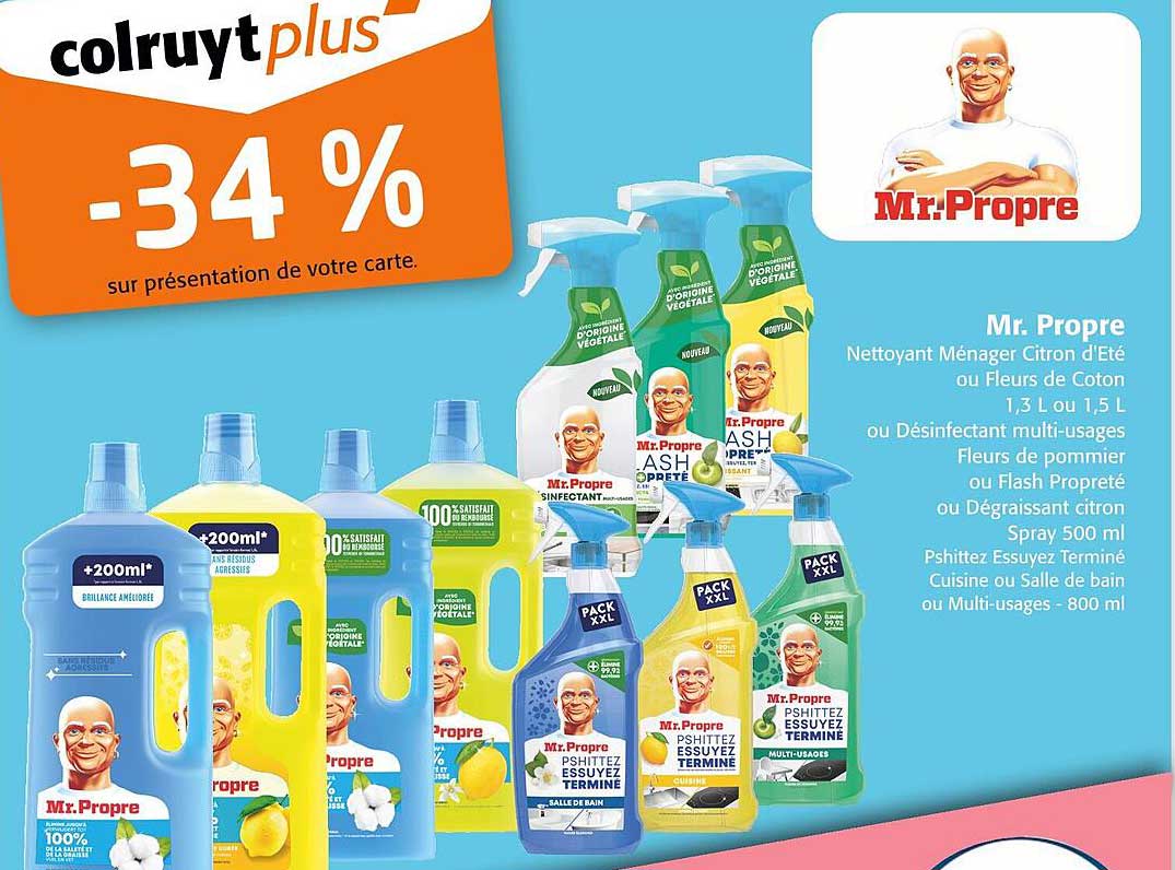 Mr. Propre Nettoyant Ménager Citron d'Été ou Fleurs de Coton
