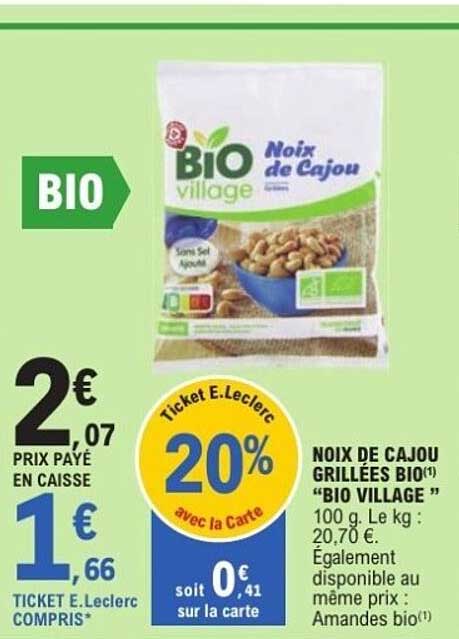 Noix de Cajou Grillées BIO "BIO VILLAGE"