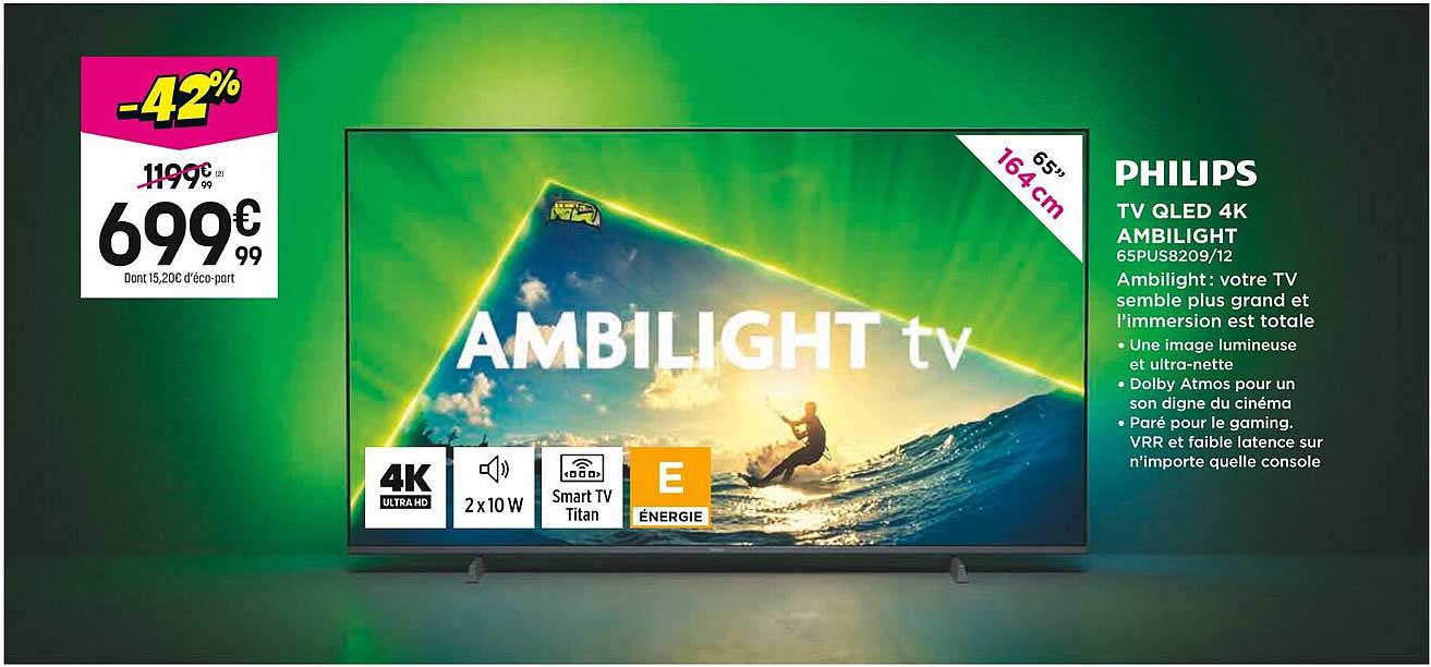 PHILIPS TV QLED 4K AMBILIGHT 65PUS8209/12