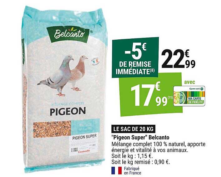 Pigeon Super Belcanto - Mélange complet 100 % naturel