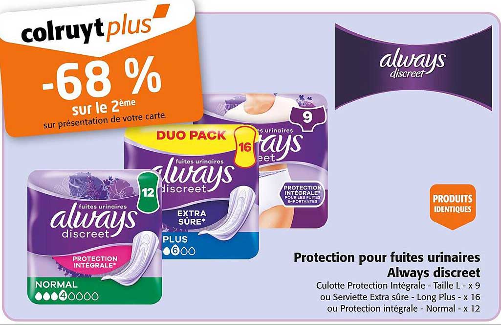 Protection pour fuites urinaires Always discret