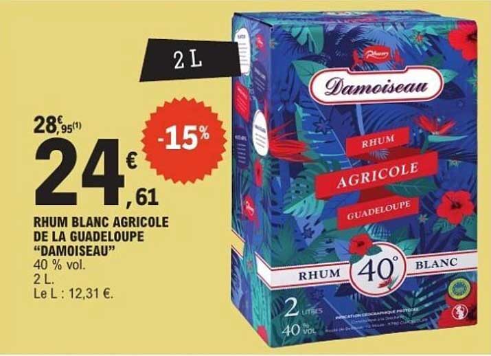 RHUM BLANC AGRICOLE DE LA GUADELOUPE "DAMOISEAU"