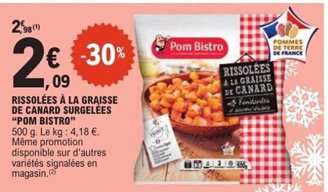 RISSOLÉES À LA GRAISSE DE CANARD SURGELÉES "POM BISTRO"