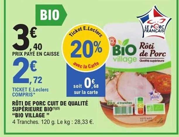 Rôti de Porc cuit de qualité supérieure BIO