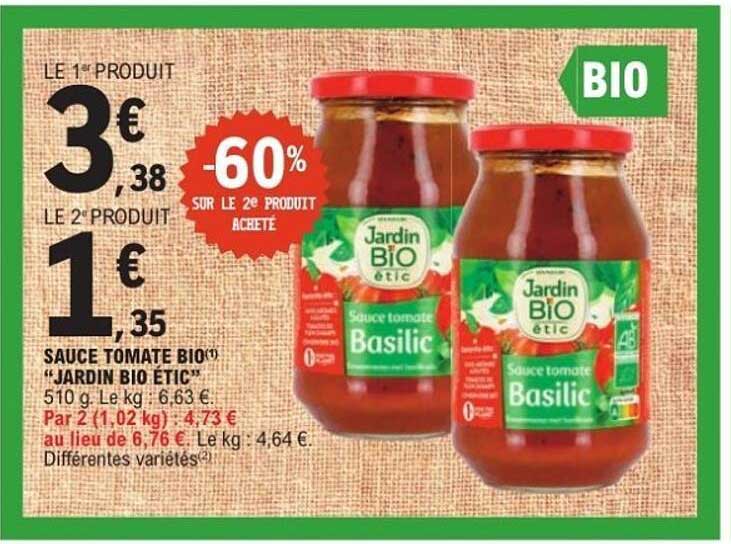 SAUCE TOMATE BIO "JARDIN BIO ETIC"