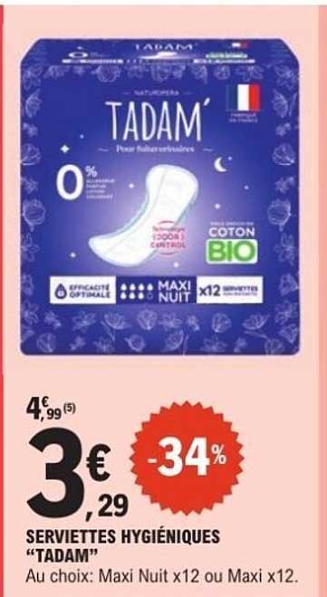 SERVIETTES HYGIÉNIQUES “TADAM”