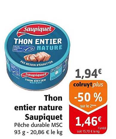 Thon entier nature Saupiquet