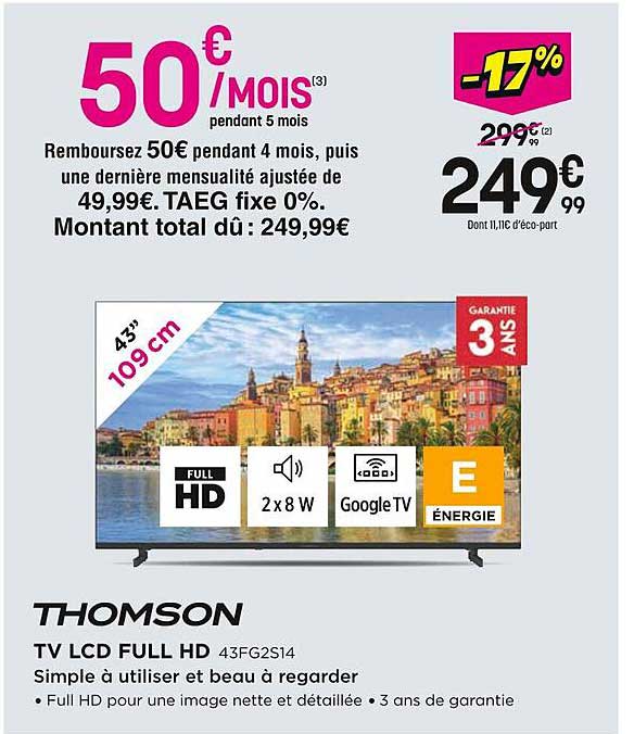 TV LCD FULL HD Thomson 43FG2S14