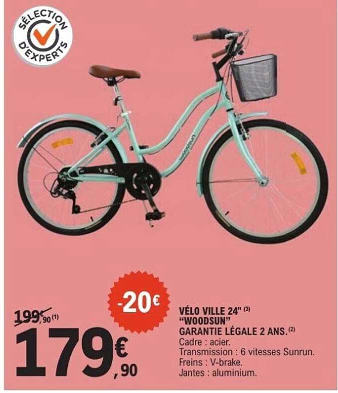 VÉLO VILLE 24" "WOODSUN" GARANTIE LÉGALE 2 ANS.