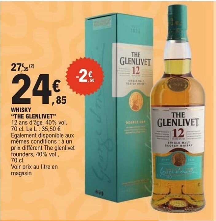 WHISKY "THE GLENLIVET" 12 ans d'âge, 40% vol. 70 cl