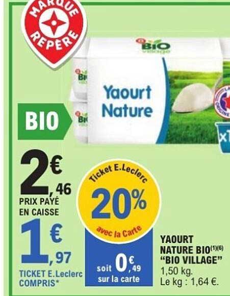 Yaourt Nature BIO "BIO VILLAGE"
