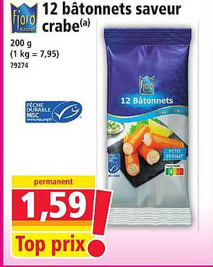 12 bâtonnets saveur crabe