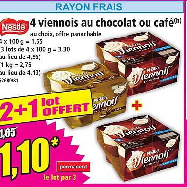 4 viennois au chocolat ou café