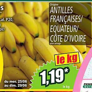 Bananes fraîches - 1,19€ le kg